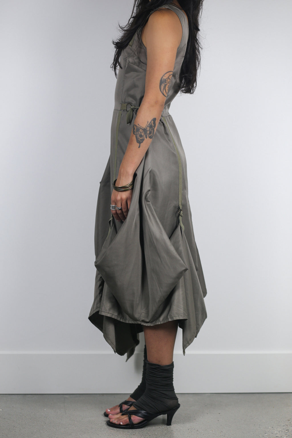 French Designer Utility Cargo Dress