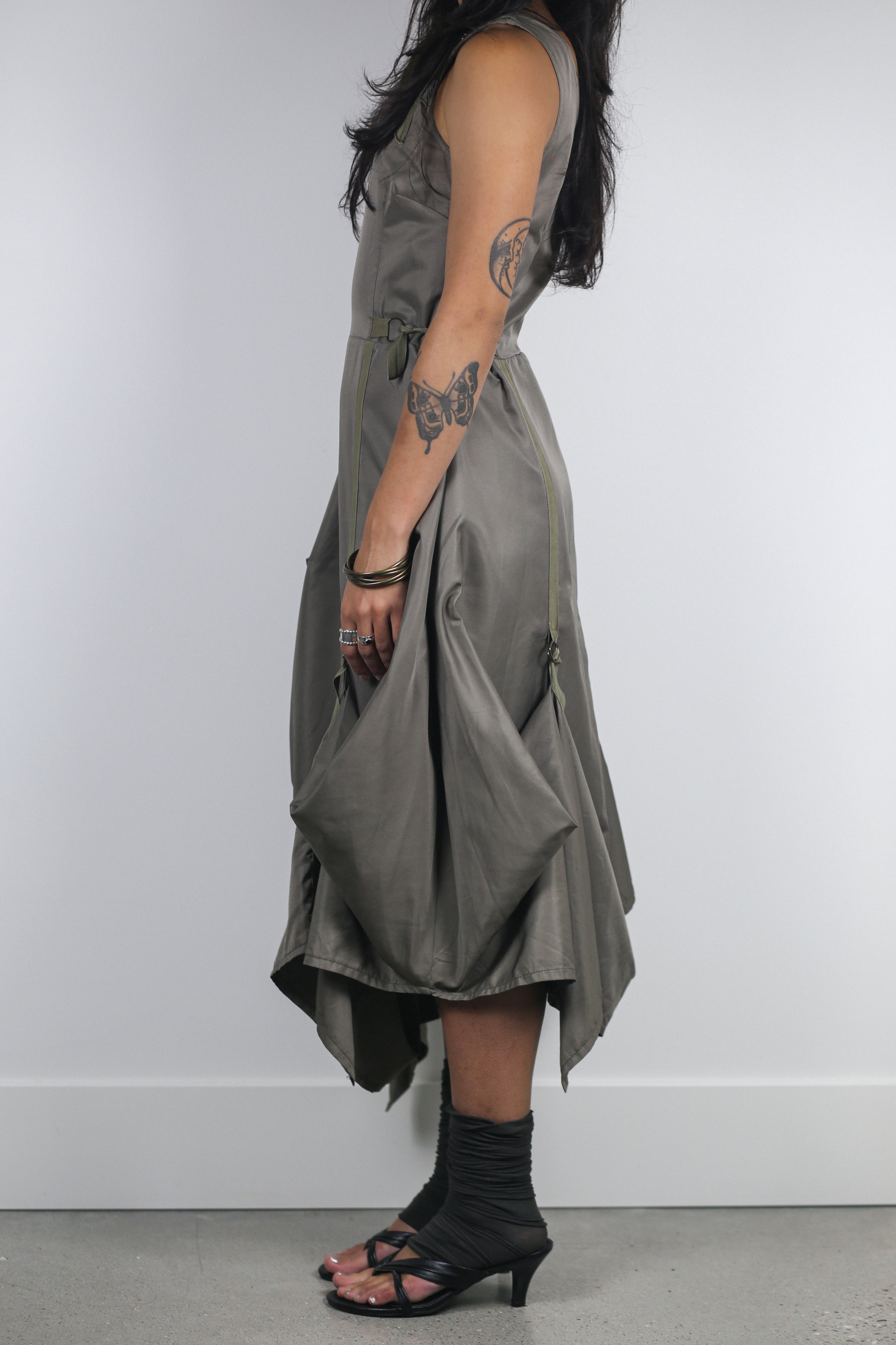 French Designer Utility Cargo Dress