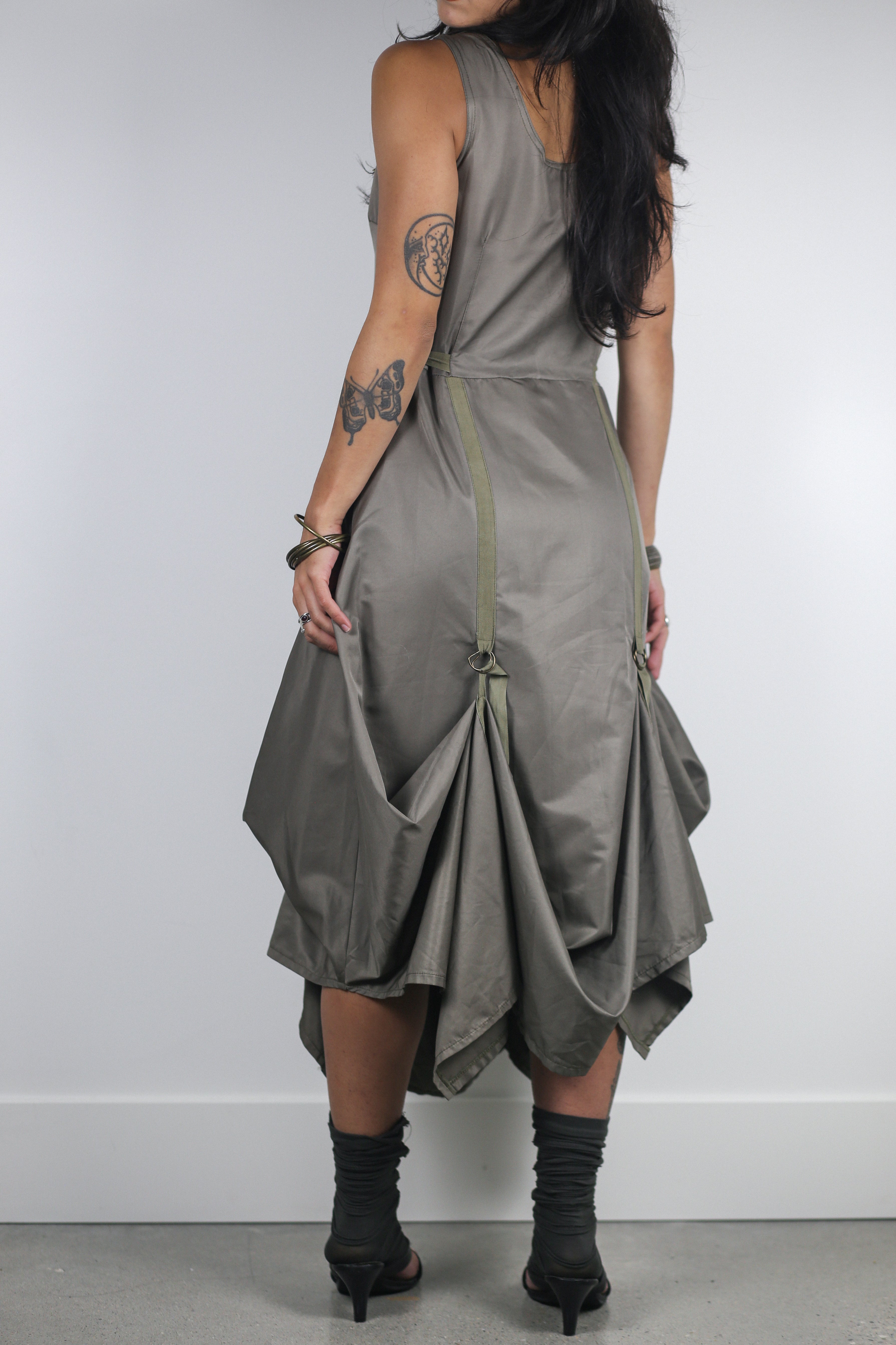 French Designer Utility Cargo Dress