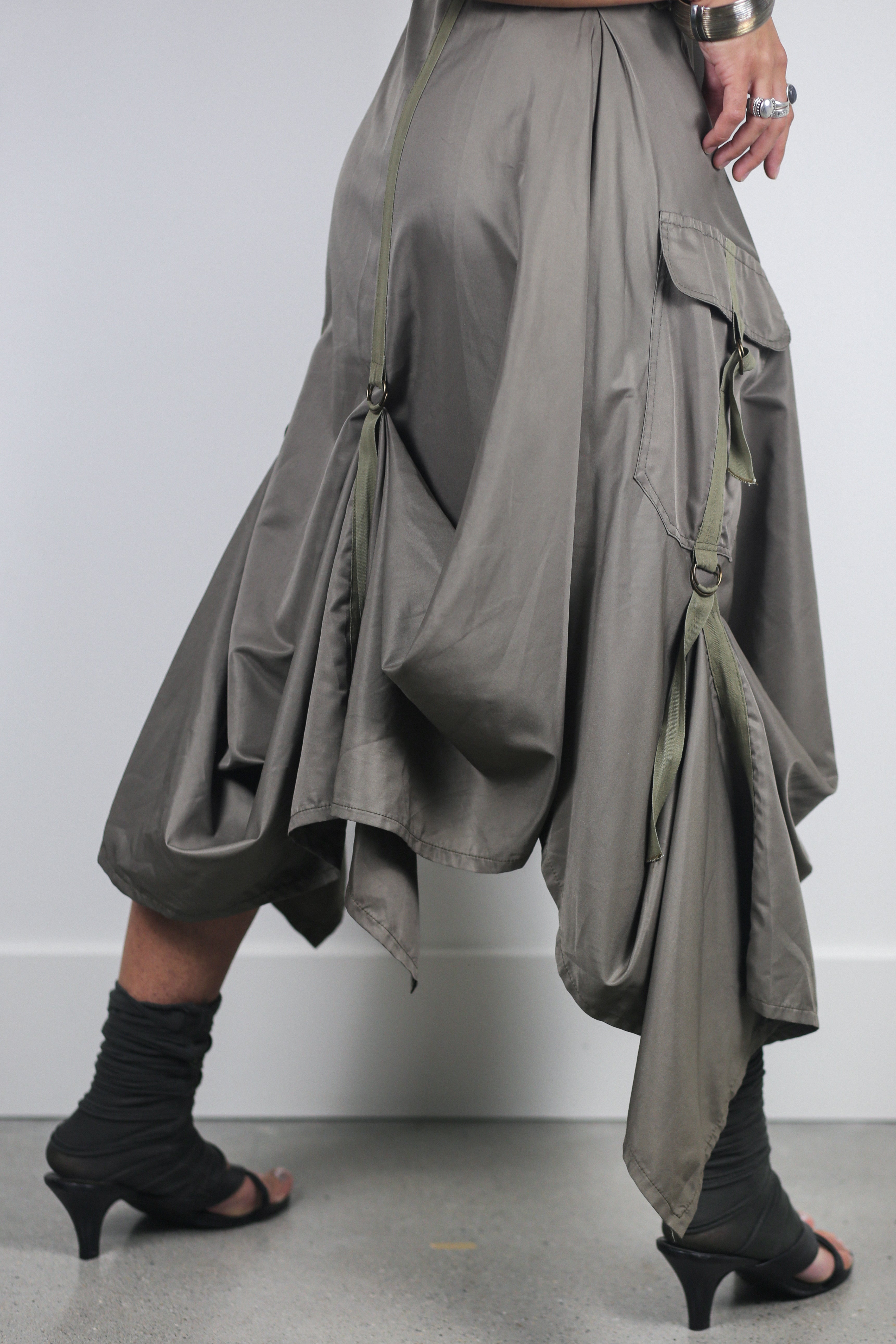 French Designer Utility Cargo Dress