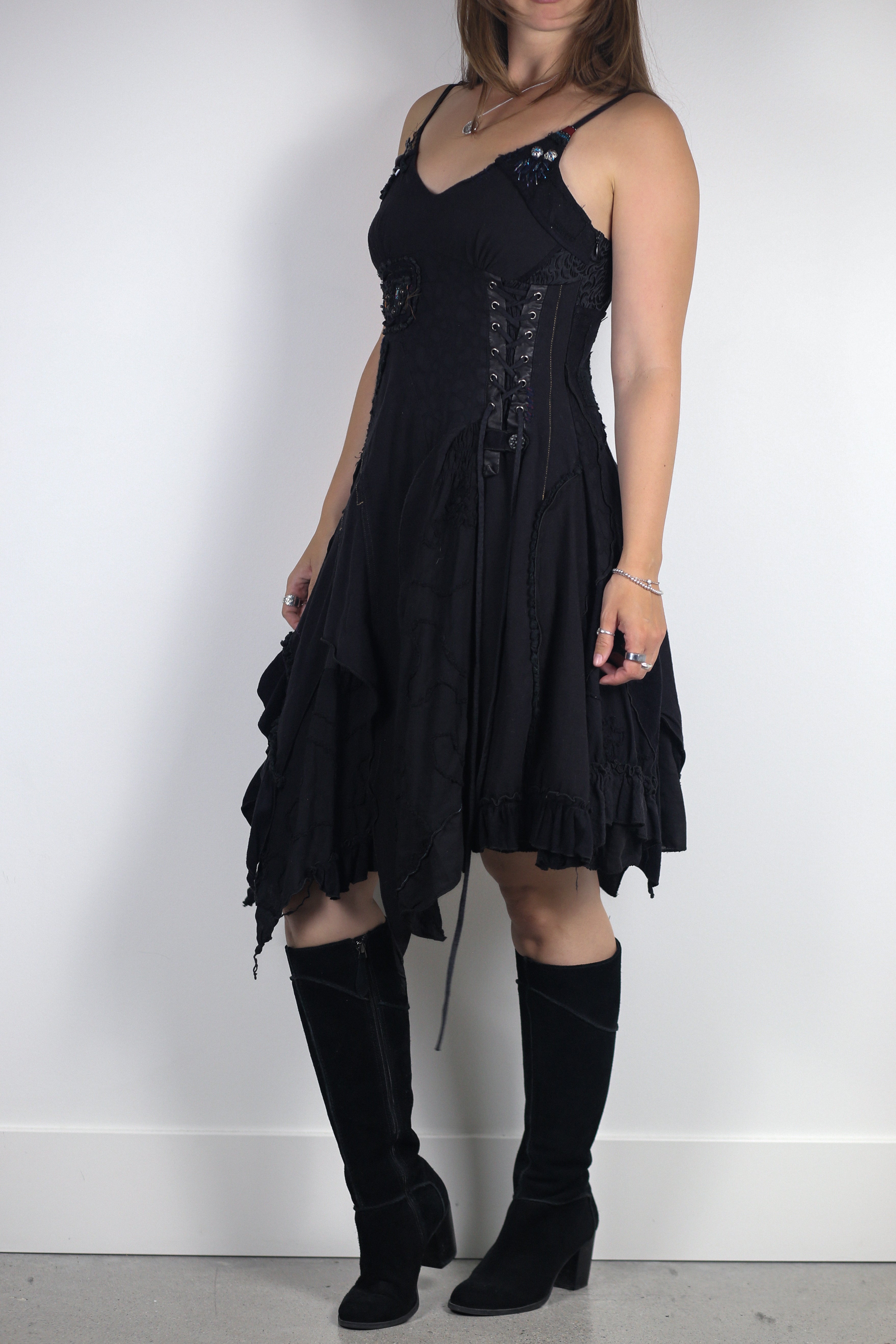 Juju and Christine Black Patchwork Dress