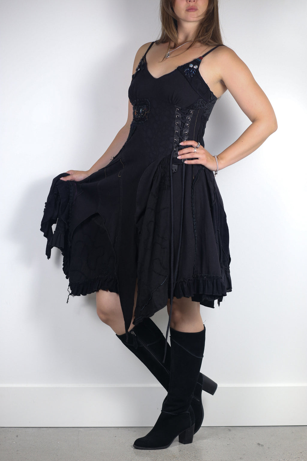 Juju and Christine Black Patchwork Dress