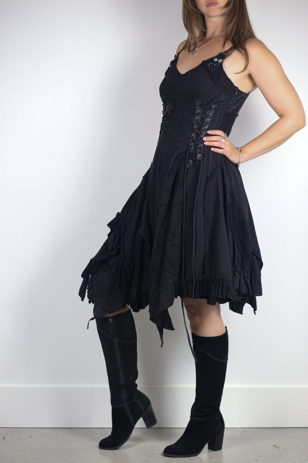 Juju and Christine Black Patchwork Dress