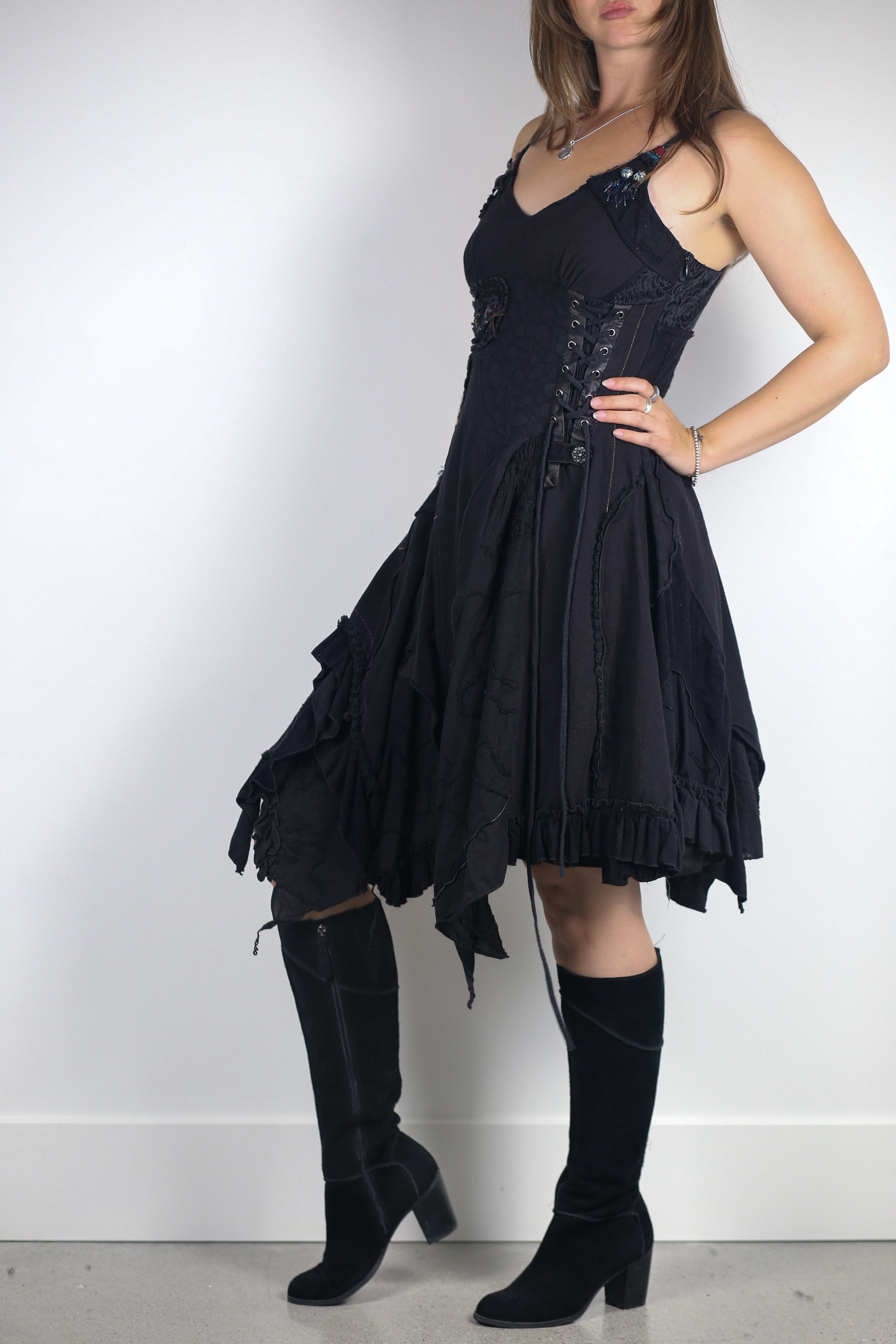 Juju and Christine Black Patchwork Dress