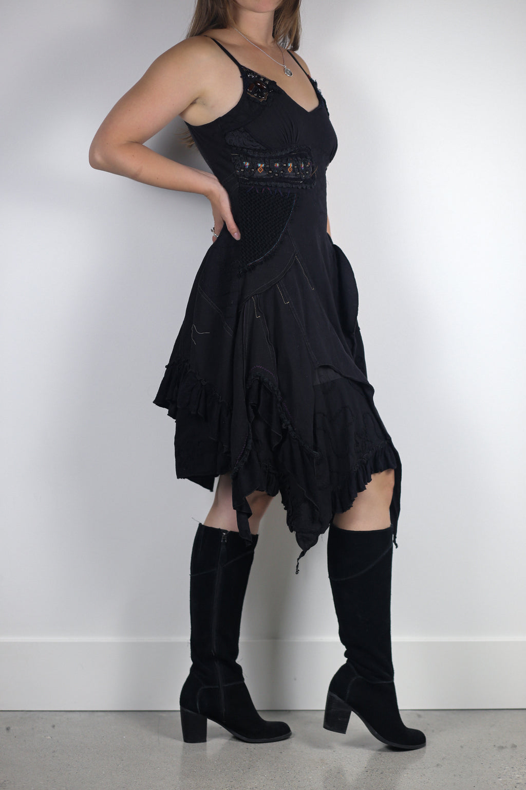 Juju and Christine Black Patchwork Dress