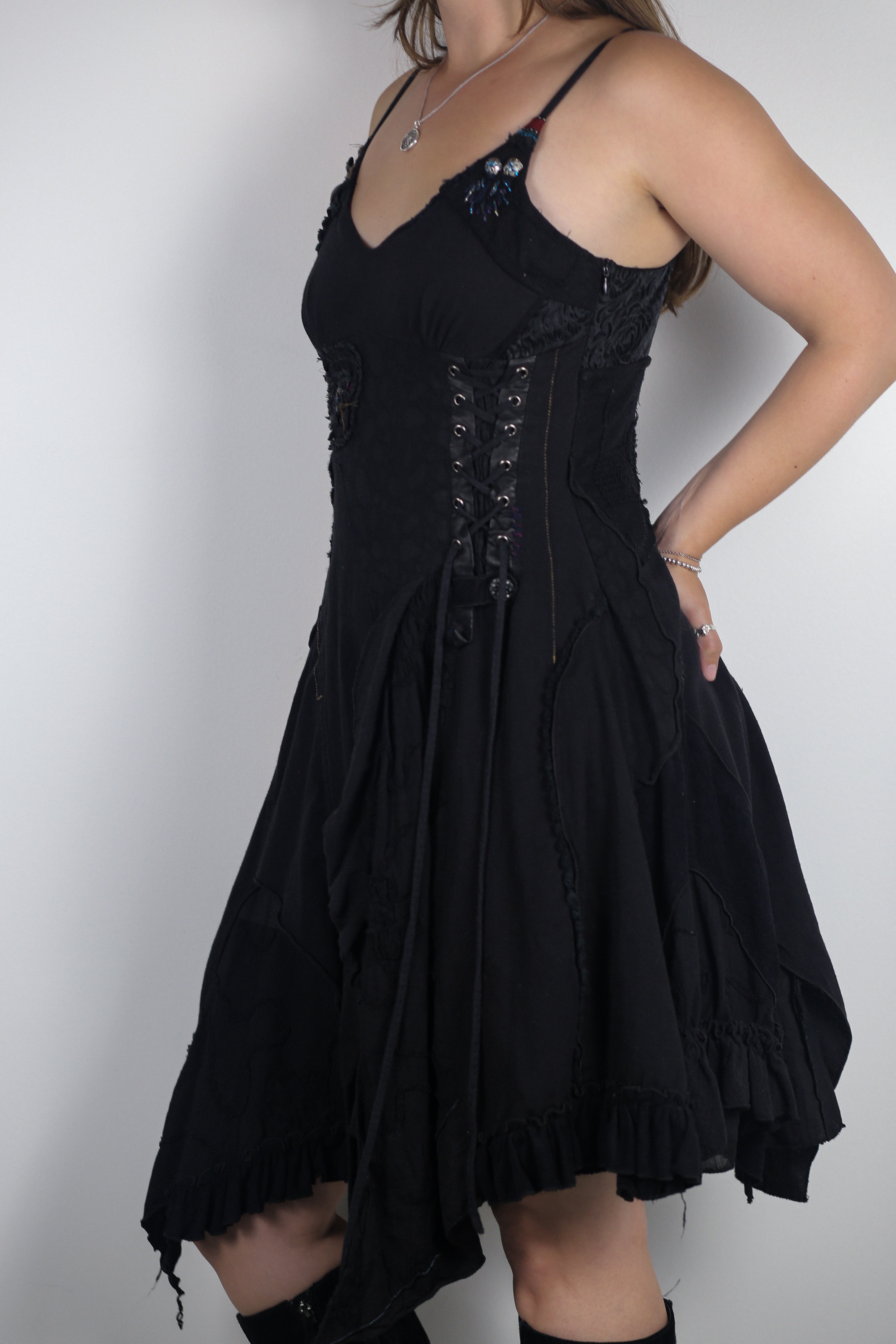 Juju and Christine Black Patchwork Dress