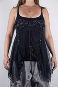 French Vintage Asymmetric Mesh Tunic