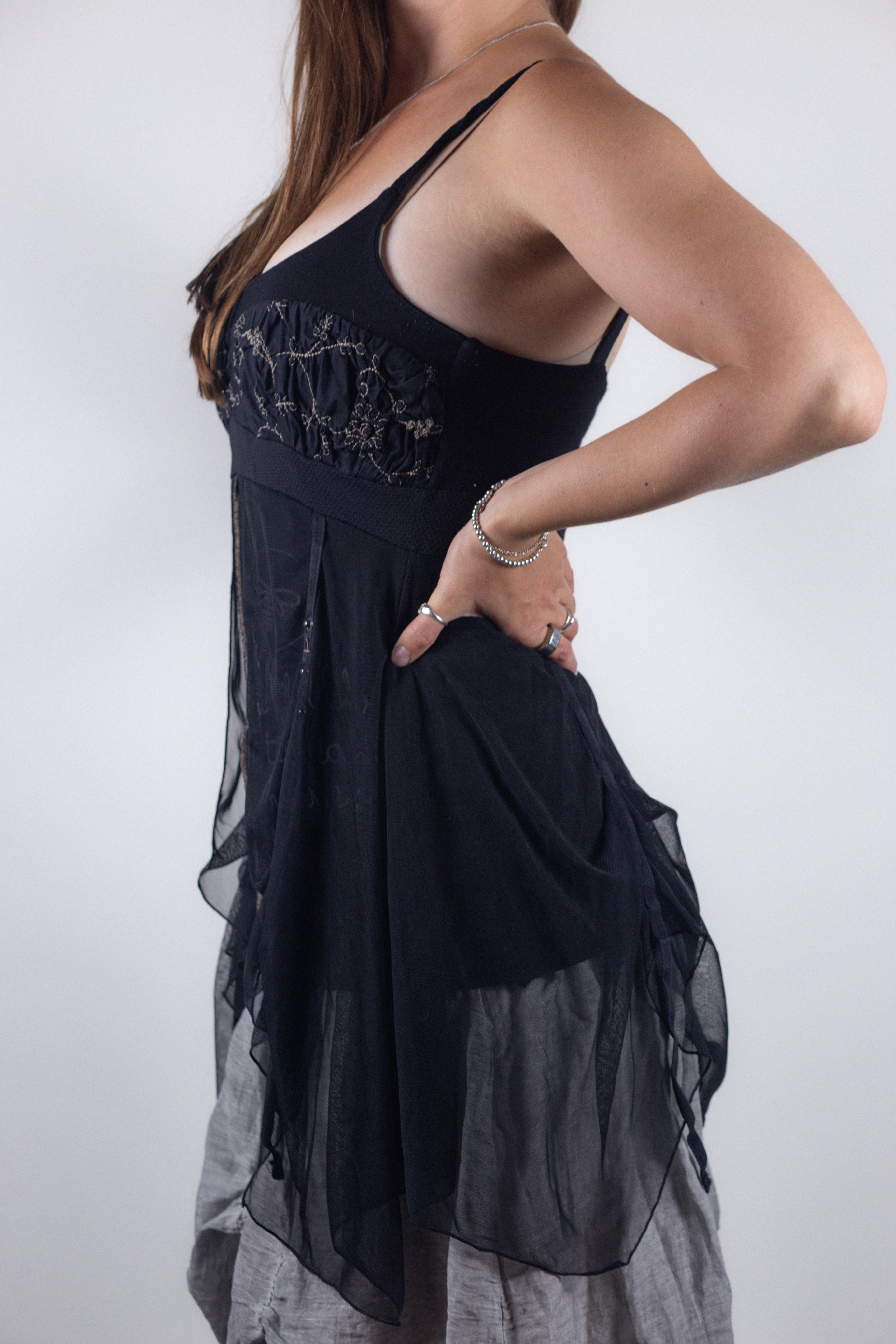 French Vintage Asymmetric Mesh Tunic