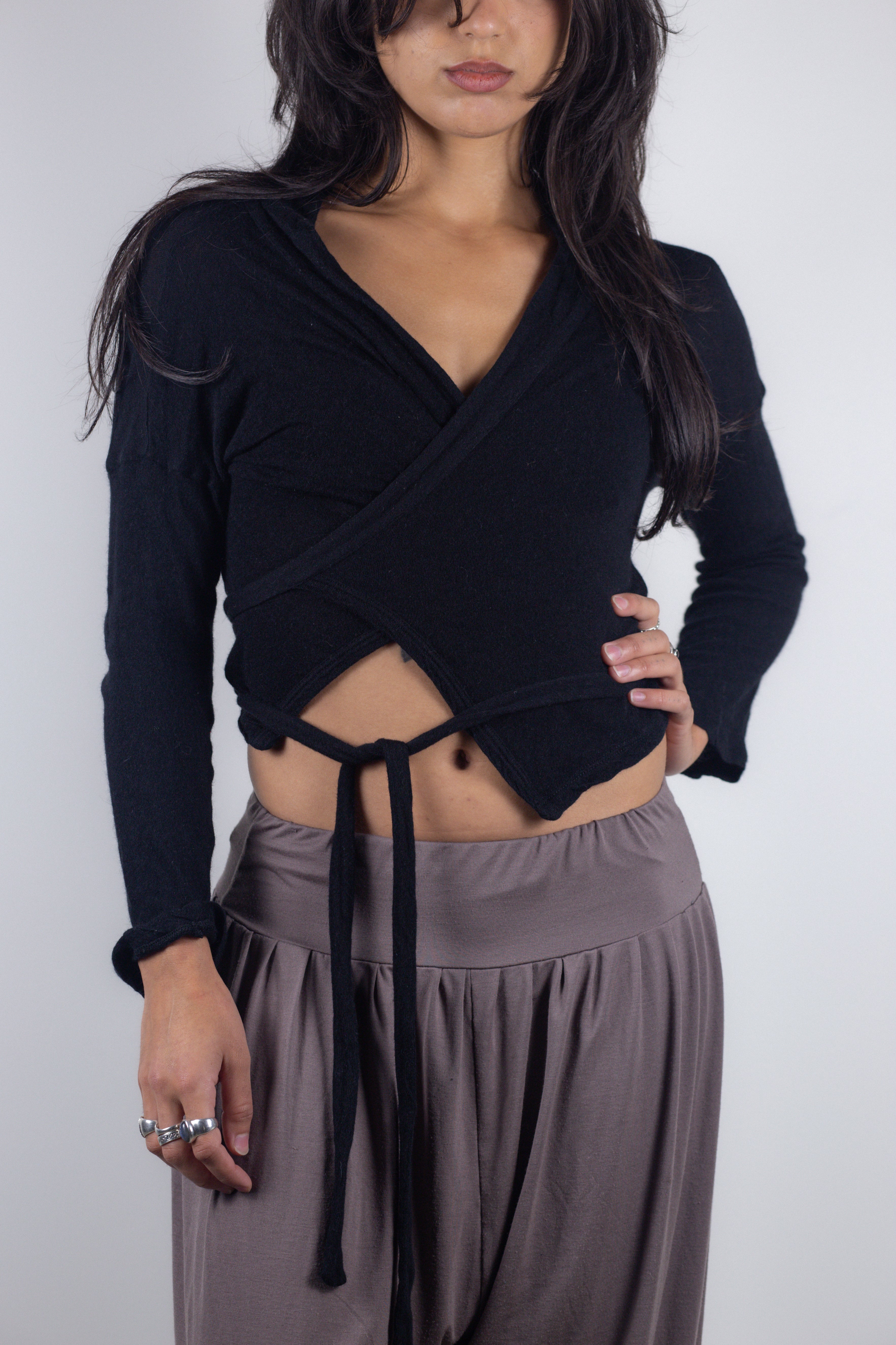 Vintage Diesel Wrap Tie Cropped Cardigan