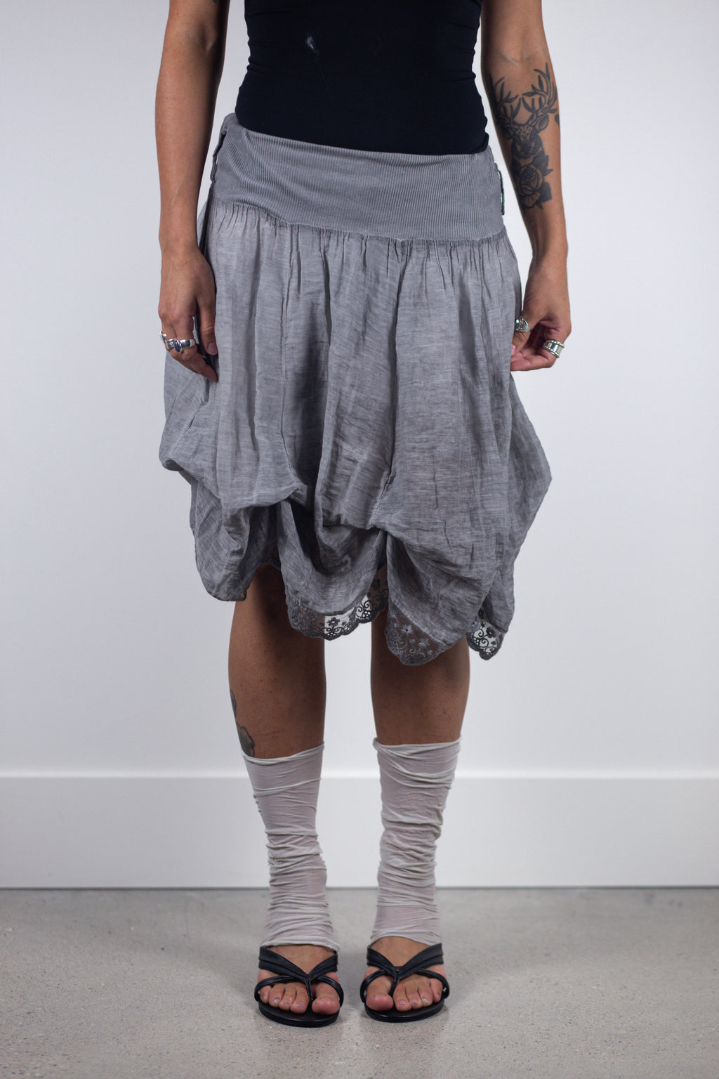 European Vintage Gathered Bubble Skirt
