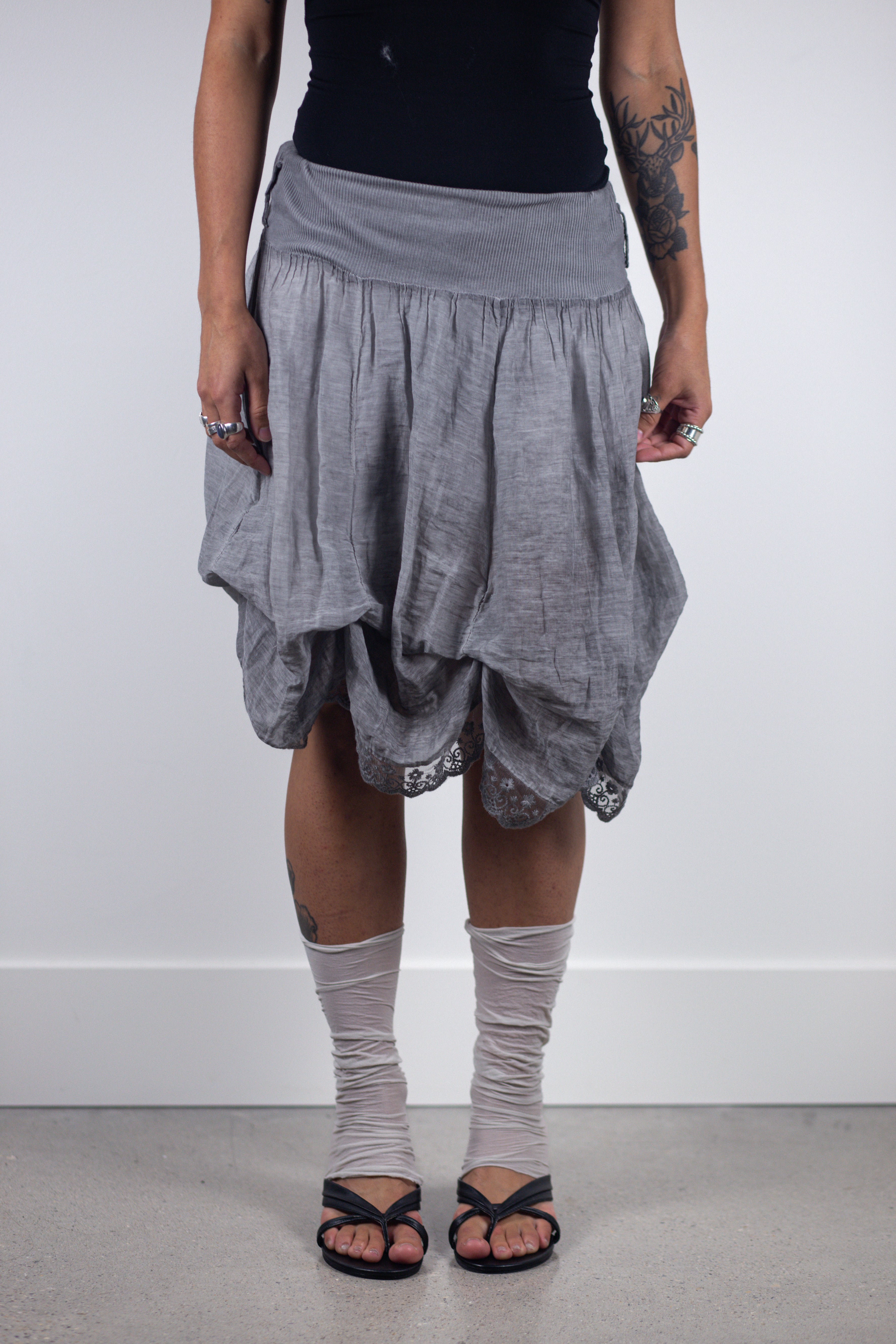 European Vintage Gathered Bubble Skirt