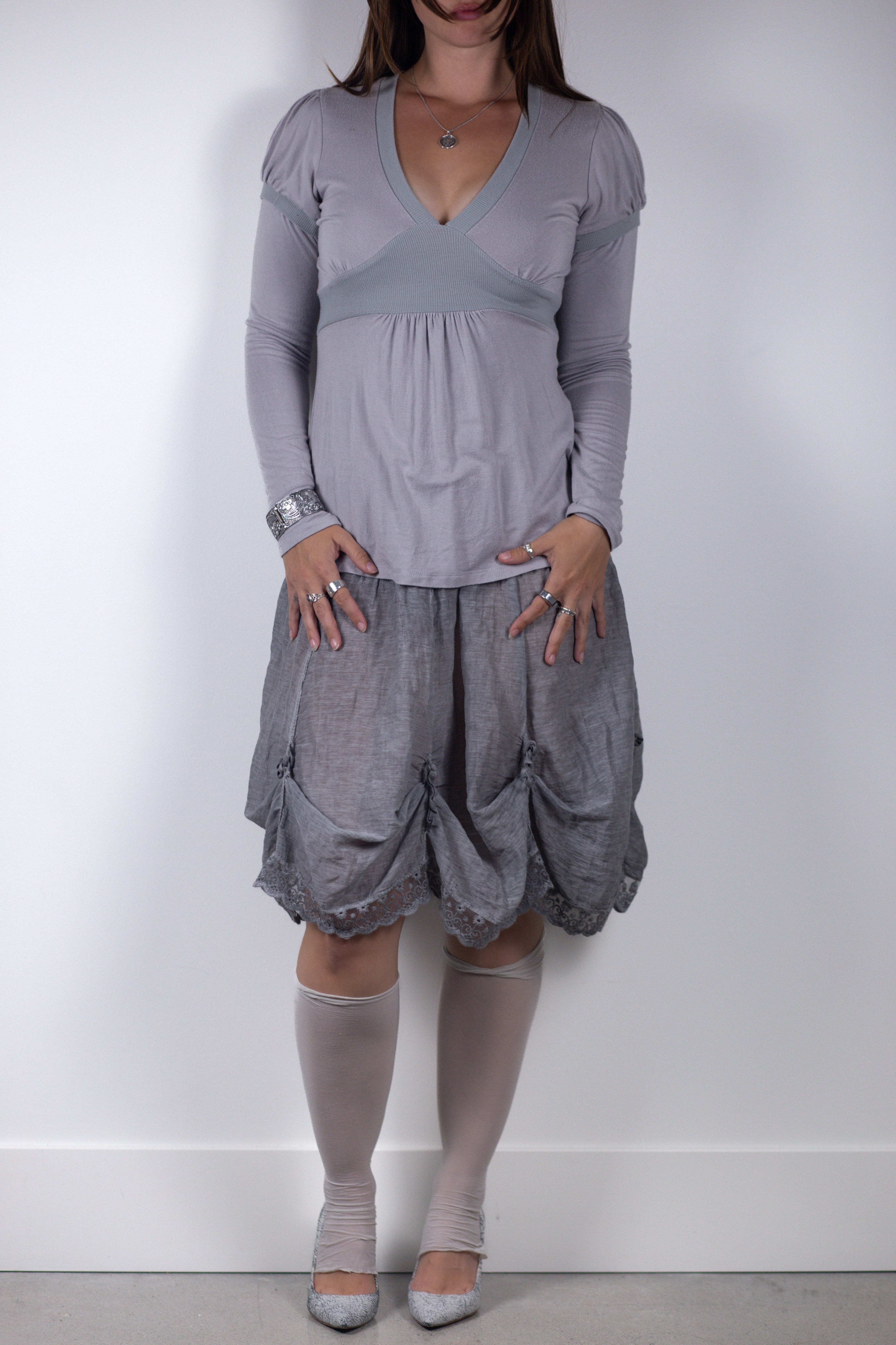 European Vintage Gathered Bubble Skirt