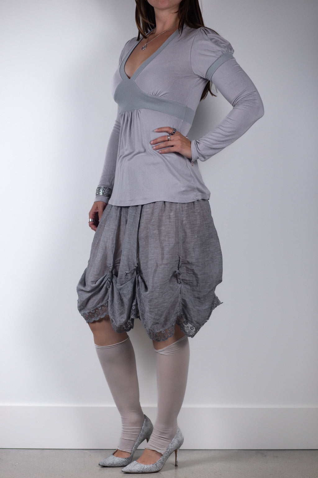 European Vintage Gathered Bubble Skirt