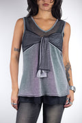 French Vintage Layered Mesh Bow Tank